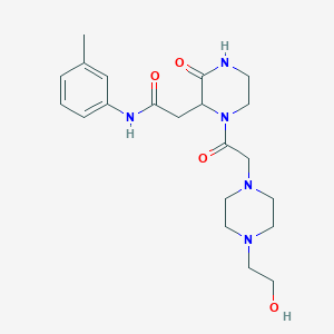 molecular formula C21H31N5O4 B4849156 2-(1-{[4-(2-hydroxyethyl)-1-piperazinyl]acetyl}-3-oxo-2-piperazinyl)-N-(3-methylphenyl)acetamide 