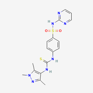 molecular formula C17H19N7O2S2 B4849171 N-2-pyrimidinyl-4-({[(1,3,5-trimethyl-1H-pyrazol-4-yl)amino]carbonothioyl}amino)benzenesulfonamide 