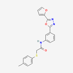 molecular formula C21H17N3O3S B4849176 N-{3-[5-(2-furyl)-1,3,4-oxadiazol-2-yl]phenyl}-2-[(4-methylphenyl)thio]acetamide 