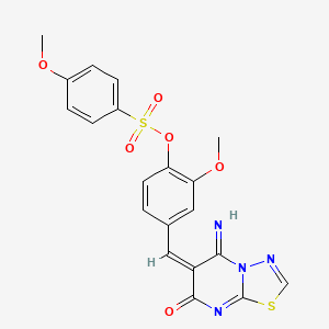 molecular formula C20H16N4O6S2 B4849276 4-[(5-imino-7-oxo-5H-[1,3,4]thiadiazolo[3,2-a]pyrimidin-6(7H)-ylidene)methyl]-2-methoxyphenyl 4-methoxybenzenesulfonate 