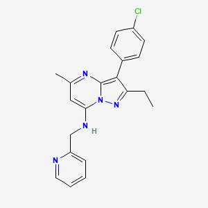 molecular formula C21H20ClN5 B4849298 3-(4-chlorophenyl)-2-ethyl-5-methyl-N-(2-pyridinylmethyl)pyrazolo[1,5-a]pyrimidin-7-amine 