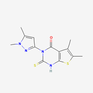 molecular formula C13H14N4OS2 B4849302 3-(1,5-dimethyl-1H-pyrazol-3-yl)-2-mercapto-5,6-dimethylthieno[2,3-d]pyrimidin-4(3H)-one 