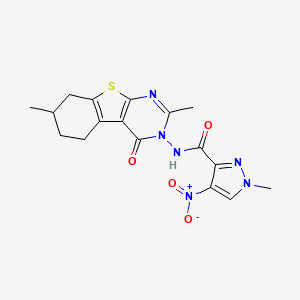molecular formula C17H18N6O4S B4849409 N-(2,7-dimethyl-4-oxo-5,6,7,8-tetrahydro[1]benzothieno[2,3-d]pyrimidin-3(4H)-yl)-1-methyl-4-nitro-1H-pyrazole-3-carboxamide 