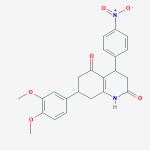 molecular formula C23H22N2O6 B4849448 7-(3,4-dimethoxyphenyl)-4-(4-nitrophenyl)-4,6,7,8-tetrahydro-2,5(1H,3H)-quinolinedione 
