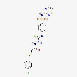 molecular formula C20H19ClN6O3S3 B4849496 2-{[(4-chlorobenzyl)thio]acetyl}-N-{4-[(2-pyrimidinylamino)sulfonyl]phenyl}hydrazinecarbothioamide 
