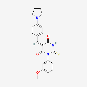 molecular formula C22H21N3O3S B4849526 1-(3-methoxyphenyl)-5-[4-(1-pyrrolidinyl)benzylidene]-2-thioxodihydro-4,6(1H,5H)-pyrimidinedione 