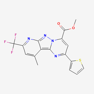 molecular formula C17H11F3N4O2S B4849543 methyl 10-methyl-2-(2-thienyl)-8-(trifluoromethyl)pyrido[2',3':3,4]pyrazolo[1,5-a]pyrimidine-4-carboxylate 