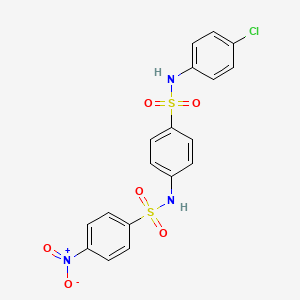 molecular formula C18H14ClN3O6S2 B4849555 N-(4-{[(4-chlorophenyl)amino]sulfonyl}phenyl)-4-nitrobenzenesulfonamide 
