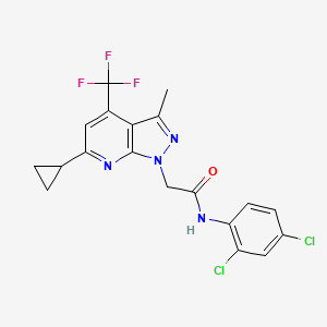 molecular formula C19H15Cl2F3N4O B4849567 2-[6-cyclopropyl-3-methyl-4-(trifluoromethyl)-1H-pyrazolo[3,4-b]pyridin-1-yl]-N-(2,4-dichlorophenyl)acetamide 