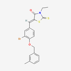 molecular formula C20H18BrNO2S2 B4849602 5-{3-bromo-4-[(3-methylbenzyl)oxy]benzylidene}-3-ethyl-2-thioxo-1,3-thiazolidin-4-one 