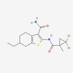 molecular formula C16H20Br2N2O2S B4849608 2-{[(2,2-dibromo-1-methylcyclopropyl)carbonyl]amino}-6-ethyl-4,5,6,7-tetrahydro-1-benzothiophene-3-carboxamide 