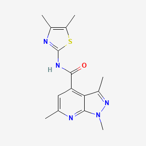 molecular formula C15H17N5OS B4849621 N-(4,5-dimethyl-1,3-thiazol-2-yl)-1,3,6-trimethyl-1H-pyrazolo[3,4-b]pyridine-4-carboxamide 