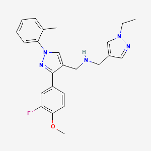molecular formula C24H26FN5O B4849636 1-(1-ethyl-1H-pyrazol-4-yl)-N-{[3-(3-fluoro-4-methoxyphenyl)-1-(2-methylphenyl)-1H-pyrazol-4-yl]methyl}methanamine 