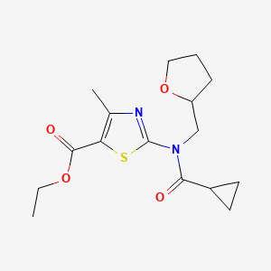 molecular formula C16H22N2O4S B4849649 ethyl 2-[(cyclopropylcarbonyl)(tetrahydro-2-furanylmethyl)amino]-4-methyl-1,3-thiazole-5-carboxylate 