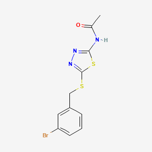 molecular formula C11H10BrN3OS2 B4849662 N-{5-[(3-bromobenzyl)thio]-1,3,4-thiadiazol-2-yl}acetamide 