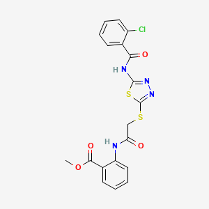molecular formula C19H15ClN4O4S2 B4849688 methyl 2-{[({5-[(2-chlorobenzoyl)amino]-1,3,4-thiadiazol-2-yl}thio)acetyl]amino}benzoate 