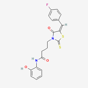 molecular formula C20H17FN2O3S2 B4849697 4-[5-(4-fluorobenzylidene)-4-oxo-2-thioxo-1,3-thiazolidin-3-yl]-N-(2-hydroxyphenyl)butanamide 