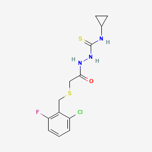 molecular formula C13H15ClFN3OS2 B4849758 2-{[(2-chloro-6-fluorobenzyl)thio]acetyl}-N-cyclopropylhydrazinecarbothioamide 