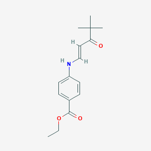 molecular formula C16H21NO3 B4849774 ethyl 4-[(4,4-dimethyl-3-oxo-1-penten-1-yl)amino]benzoate 