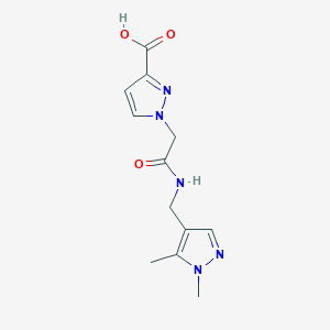 molecular formula C12H15N5O3 B4849883 1-(2-{[(1,5-dimethyl-1H-pyrazol-4-yl)methyl]amino}-2-oxoethyl)-1H-pyrazole-3-carboxylic acid 