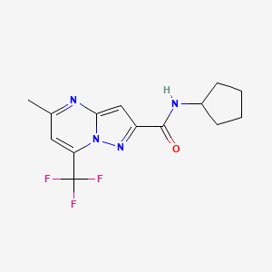 molecular formula C14H15F3N4O B4849885 N-cyclopentyl-5-methyl-7-(trifluoromethyl)pyrazolo[1,5-a]pyrimidine-2-carboxamide 