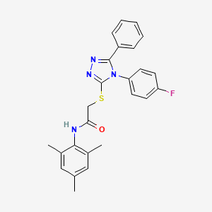 molecular formula C25H23FN4OS B4849892 2-{[4-(4-fluorophenyl)-5-phenyl-4H-1,2,4-triazol-3-yl]thio}-N-mesitylacetamide 