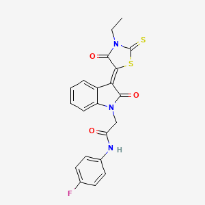 molecular formula C21H16FN3O3S2 B4849947 2-[3-(3-ethyl-4-oxo-2-thioxo-1,3-thiazolidin-5-ylidene)-2-oxo-2,3-dihydro-1H-indol-1-yl]-N-(4-fluorophenyl)acetamide 