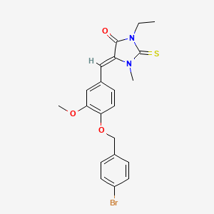 molecular formula C21H21BrN2O3S B4850118 5-{4-[(4-bromobenzyl)oxy]-3-methoxybenzylidene}-3-ethyl-1-methyl-2-thioxo-4-imidazolidinone 