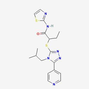 molecular formula C18H22N6OS2 B4850178 2-{[4-isobutyl-5-(4-pyridinyl)-4H-1,2,4-triazol-3-yl]thio}-N-1,3-thiazol-2-ylbutanamide 