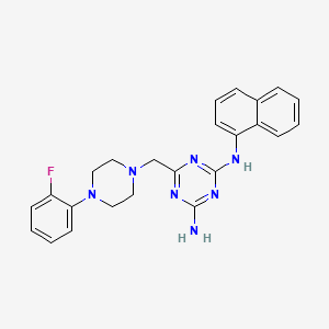 molecular formula C24H24FN7 B4850180 6-{[4-(2-fluorophenyl)-1-piperazinyl]methyl}-N-1-naphthyl-1,3,5-triazine-2,4-diamine 