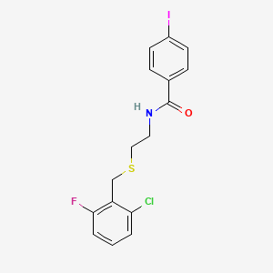molecular formula C16H14ClFINOS B4850248 N-{2-[(2-chloro-6-fluorobenzyl)thio]ethyl}-4-iodobenzamide 