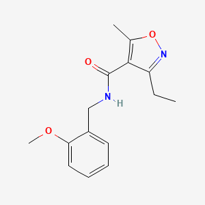molecular formula C15H18N2O3 B4850332 3-ethyl-N-(2-methoxybenzyl)-5-methyl-4-isoxazolecarboxamide 