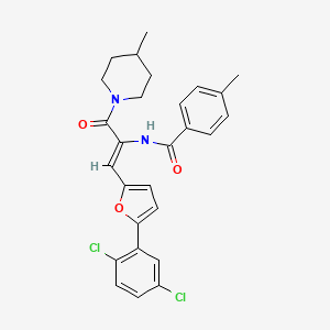 molecular formula C27H26Cl2N2O3 B4850333 N-{2-[5-(2,5-dichlorophenyl)-2-furyl]-1-[(4-methyl-1-piperidinyl)carbonyl]vinyl}-4-methylbenzamide 