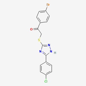 molecular formula C16H11BrClN3OS B4850367 1-(4-bromophenyl)-2-{[5-(4-chlorophenyl)-4H-1,2,4-triazol-3-yl]thio}ethanone 