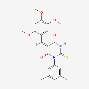 molecular formula C22H22N2O5S B4850399 1-(3,5-dimethylphenyl)-2-thioxo-5-(2,4,5-trimethoxybenzylidene)dihydro-4,6(1H,5H)-pyrimidinedione 