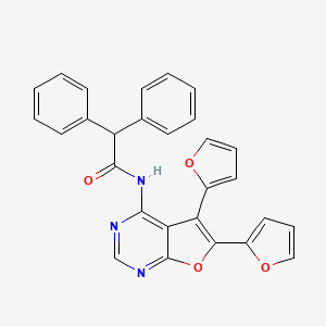 molecular formula C28H19N3O4 B4850415 N-(5,6-di-2-furylfuro[2,3-d]pyrimidin-4-yl)-2,2-diphenylacetamide 