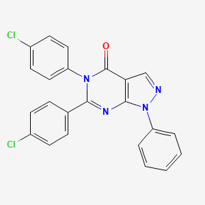 molecular formula C23H14Cl2N4O B4850435 5,6-bis(4-chlorophenyl)-1-phenyl-1,5-dihydro-4H-pyrazolo[3,4-d]pyrimidin-4-one 