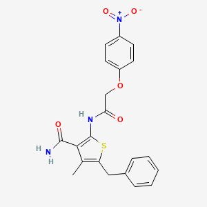 molecular formula C21H19N3O5S B4850448 5-benzyl-4-methyl-2-{[(4-nitrophenoxy)acetyl]amino}-3-thiophenecarboxamide 