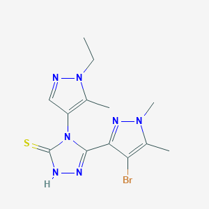 molecular formula C13H16BrN7S B4850467 5-(4-bromo-1,5-dimethyl-1H-pyrazol-3-yl)-4-(1-ethyl-5-methyl-1H-pyrazol-4-yl)-4H-1,2,4-triazole-3-thiol 