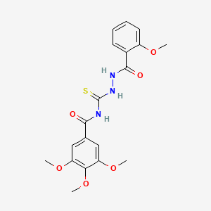 molecular formula C19H21N3O6S B4850473 3,4,5-trimethoxy-N-{[2-(2-methoxybenzoyl)hydrazino]carbonothioyl}benzamide 