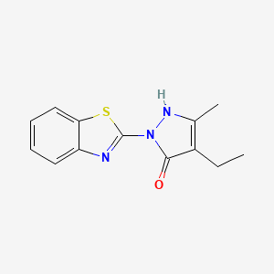 molecular formula C13H13N3OS B4850505 1-(1,3-benzothiazol-2-yl)-4-ethyl-3-methyl-1H-pyrazol-5-ol 