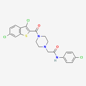 molecular formula C21H18Cl3N3O2S B4850515 N-(4-chlorophenyl)-2-{4-[(3,6-dichloro-1-benzothien-2-yl)carbonyl]-1-piperazinyl}acetamide 