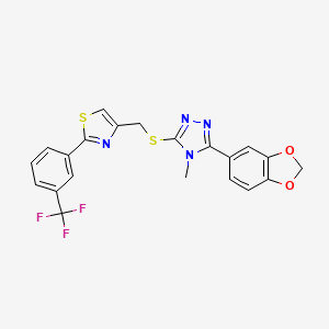molecular formula C21H15F3N4O2S2 B4850537 3-(1,3-benzodioxol-5-yl)-4-methyl-5-[({2-[3-(trifluoromethyl)phenyl]-1,3-thiazol-4-yl}methyl)thio]-4H-1,2,4-triazole 