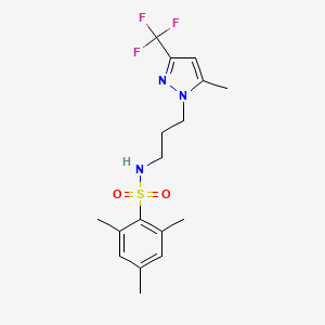 molecular formula C17H22F3N3O2S B4850544 2,4,6-trimethyl-N-{3-[5-methyl-3-(trifluoromethyl)-1H-pyrazol-1-yl]propyl}benzenesulfonamide 