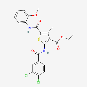 molecular formula C23H20Cl2N2O5S B4850576 ethyl 2-[(3,4-dichlorobenzoyl)amino]-5-{[(2-methoxyphenyl)amino]carbonyl}-4-methyl-3-thiophenecarboxylate 