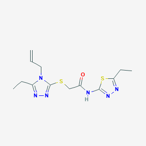 molecular formula C13H18N6OS2 B4850585 2-[(4-allyl-5-ethyl-4H-1,2,4-triazol-3-yl)thio]-N-(5-ethyl-1,3,4-thiadiazol-2-yl)acetamide 