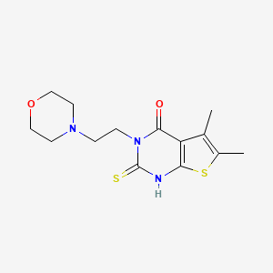 molecular formula C14H19N3O2S2 B4850702 2-mercapto-5,6-dimethyl-3-[2-(4-morpholinyl)ethyl]thieno[2,3-d]pyrimidin-4(3H)-one 