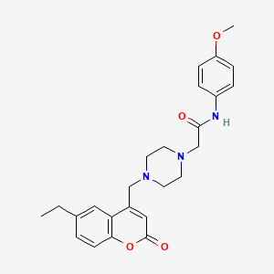 molecular formula C25H29N3O4 B4850712 2-{4-[(6-ethyl-2-oxo-2H-chromen-4-yl)methyl]-1-piperazinyl}-N-(4-methoxyphenyl)acetamide 