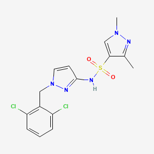 molecular formula C15H15Cl2N5O2S B4850729 N-[1-(2,6-dichlorobenzyl)-1H-pyrazol-3-yl]-1,3-dimethyl-1H-pyrazole-4-sulfonamide 