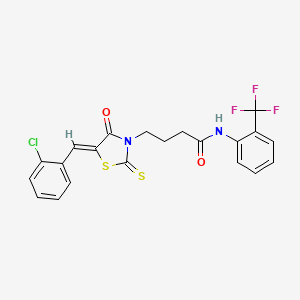 molecular formula C21H16ClF3N2O2S2 B4850738 4-[5-(2-chlorobenzylidene)-4-oxo-2-thioxo-1,3-thiazolidin-3-yl]-N-[2-(trifluoromethyl)phenyl]butanamide 